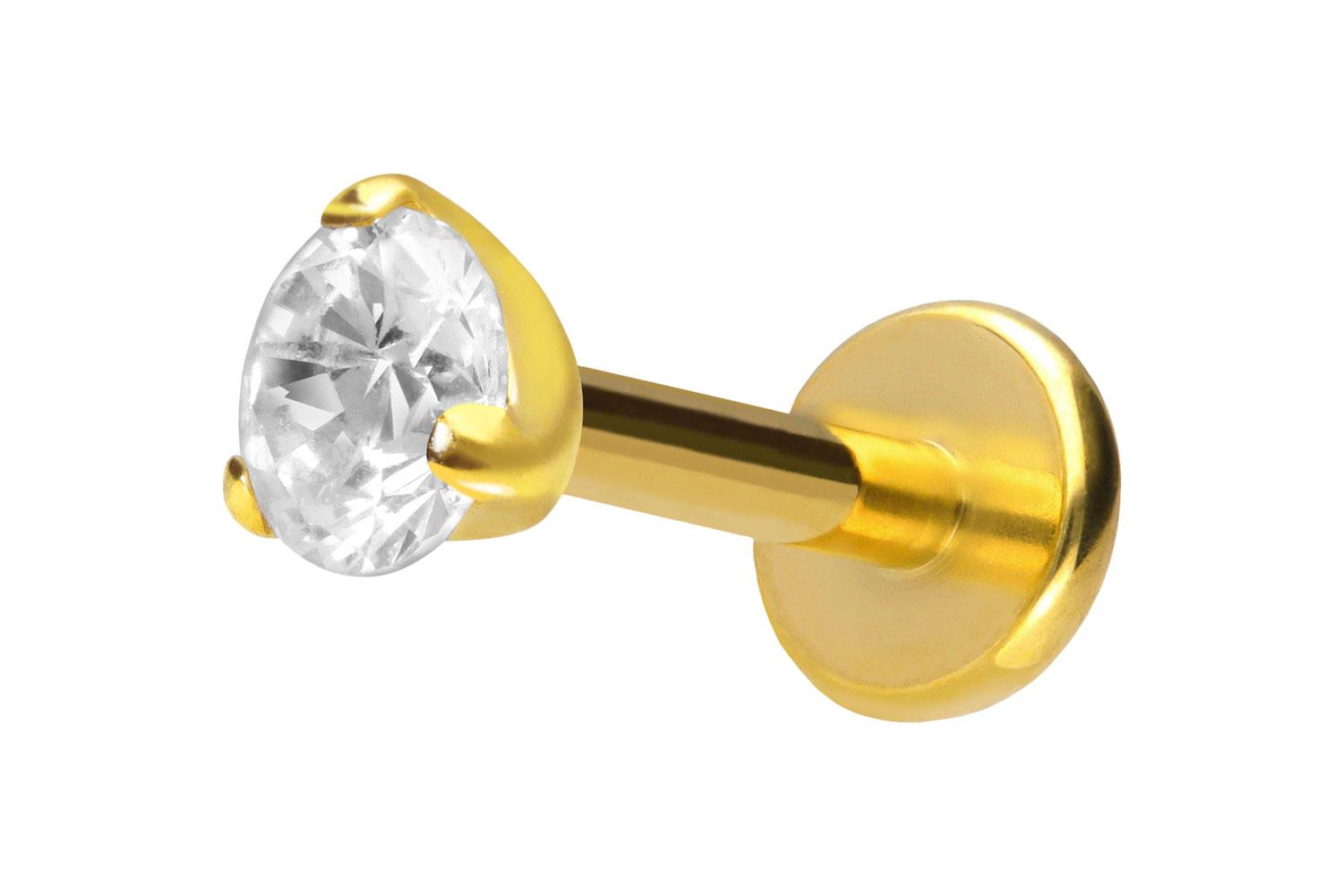 Titan Labret Piercing mit Push Fit EINGEFASSTER KRISTALL